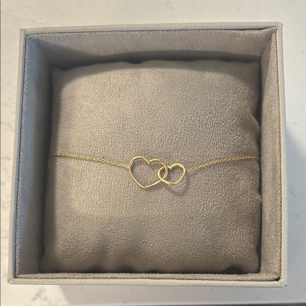 Gold Interlocking Hearts Anklet